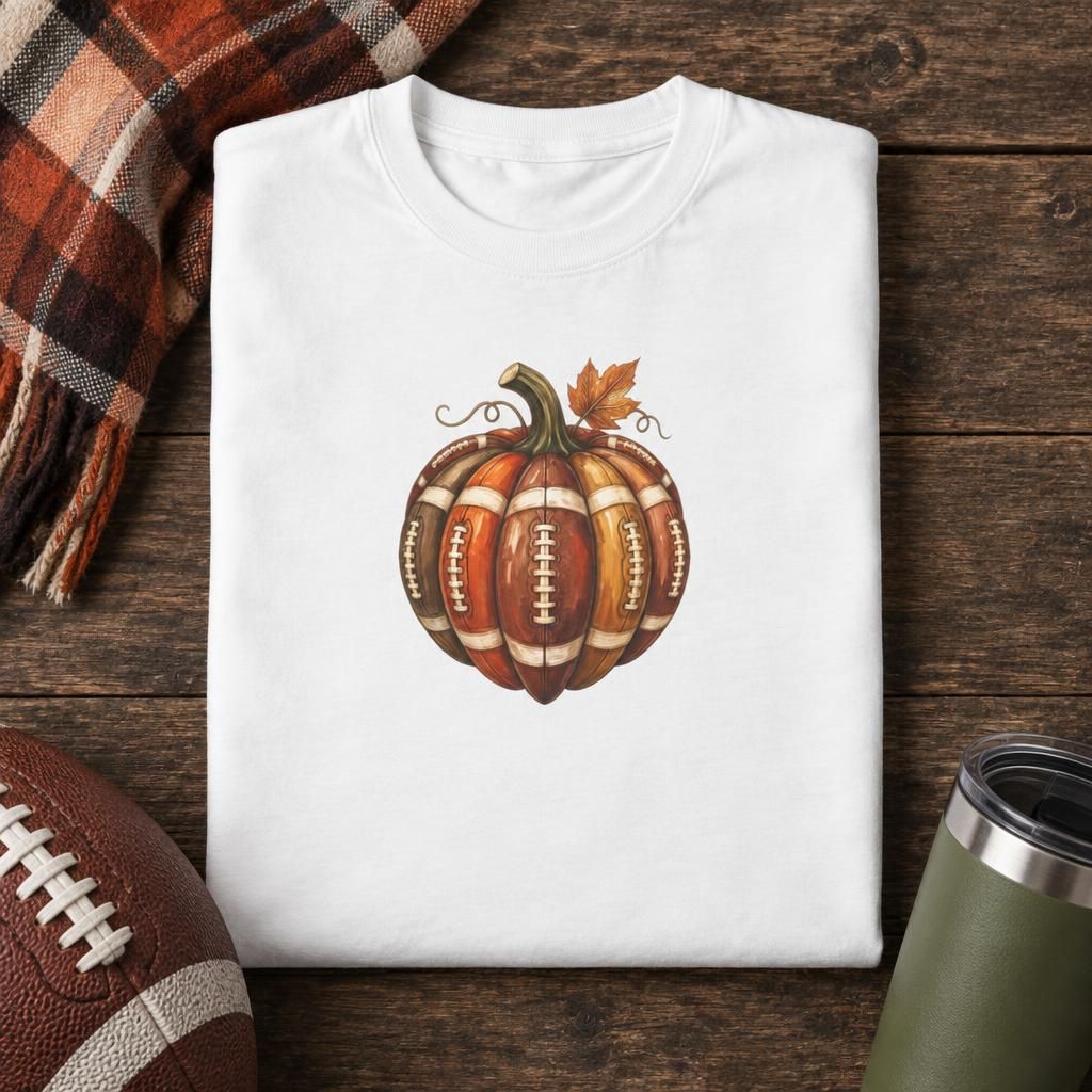 Football Pumpkin - Fall Football Fan Culture Tee