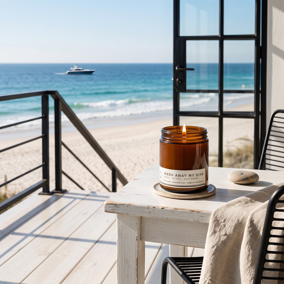 Wash Away My Sins Soy Blend Candle — Sea Salt, Water Lily & White Woods