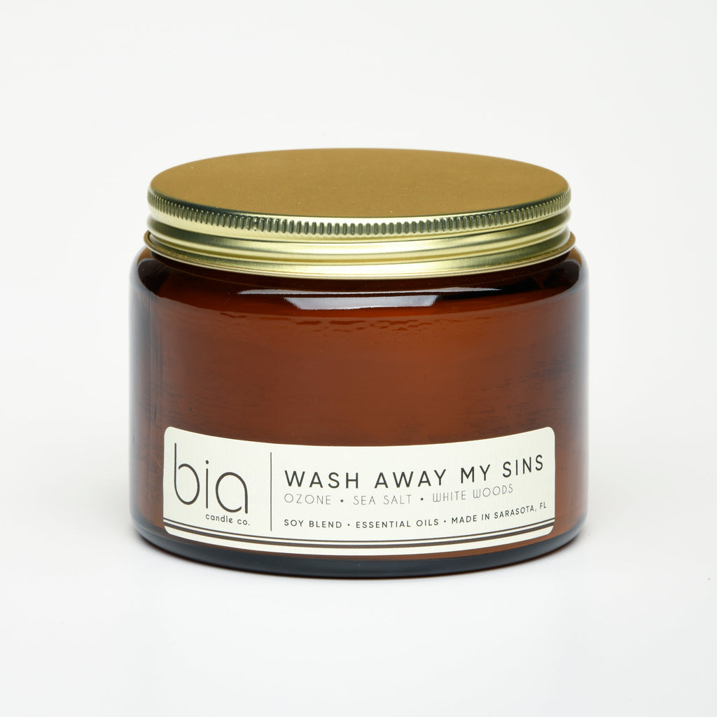 Wash Away My Sins Soy Blend Candle — Sea Salt, Water Lily & White Woods